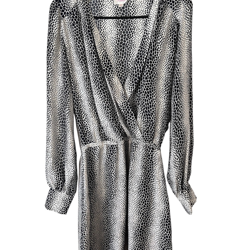 Parker Black and Ivory Animal Print Mini Silk Dress